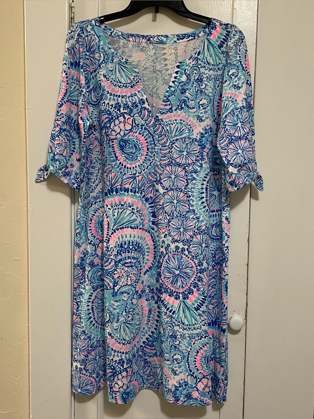 Lilly Pulitzer Easley short sleeve Blue, Pink & Aqua Dress